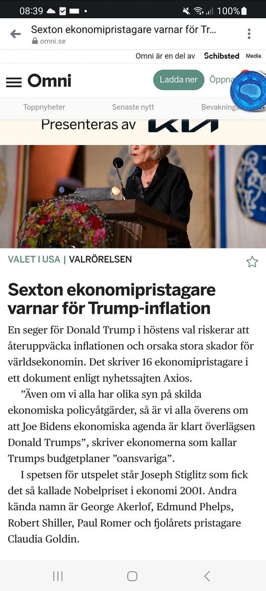 Pristagare Varnar För Trump-Inflation..