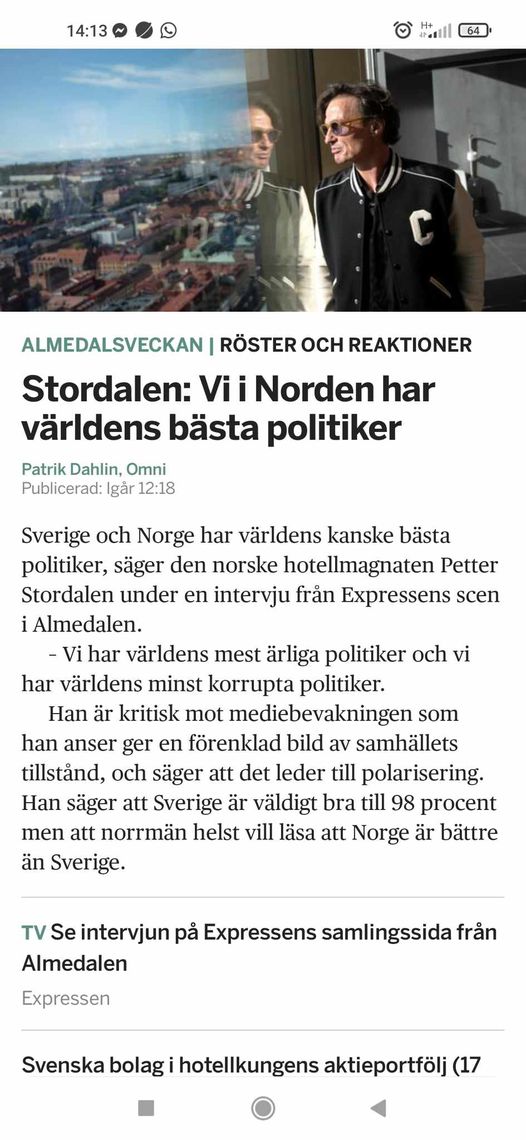 Världens Bästa Politiker Enligt Stordalen