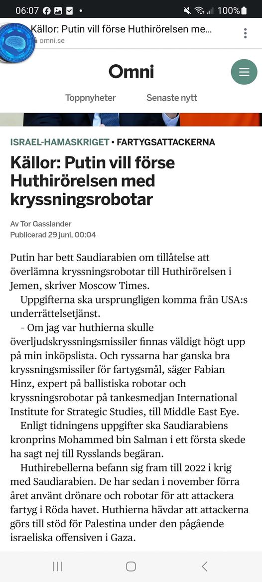 Ryska Kryssningsrobotar Till Huthirörelsen?..