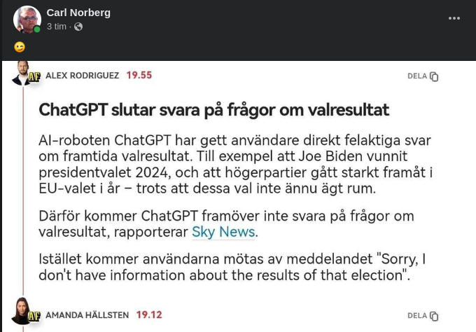 ChatGPT Slutar Svara På Valresultatsfrågor