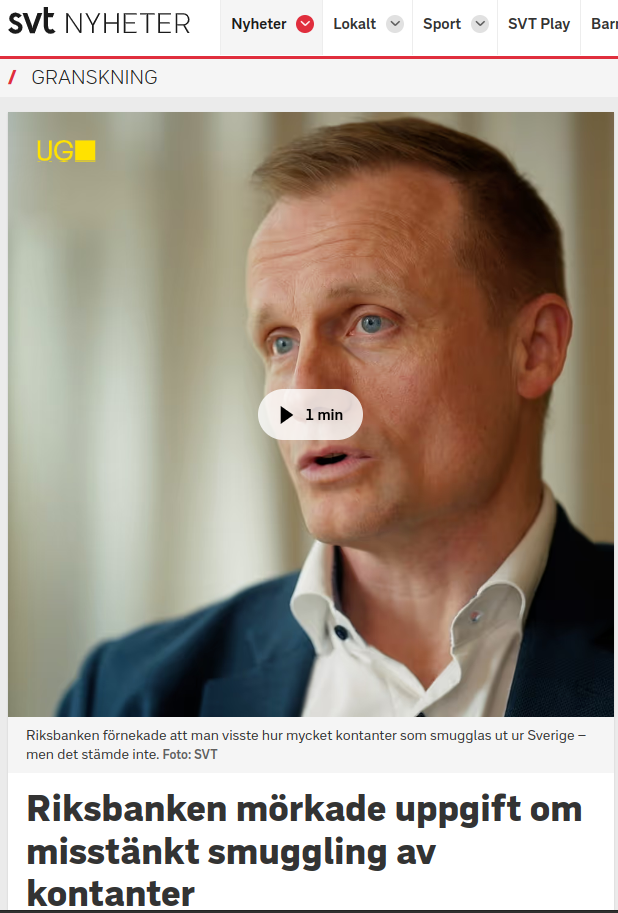 Misstänkt Kontantsmugglingsdöljande Riksbank