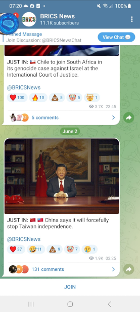 BRICS News om Israel & Taiwan