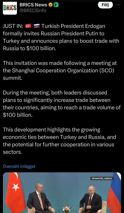 Erdoğan Bjuder Putin Till Turkiet Vid SCO-Möte