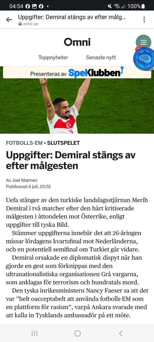 Avstängd Efter Odiplomatisk Målgest