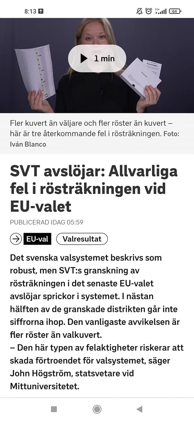 Rösträkningsfel I EU-Val