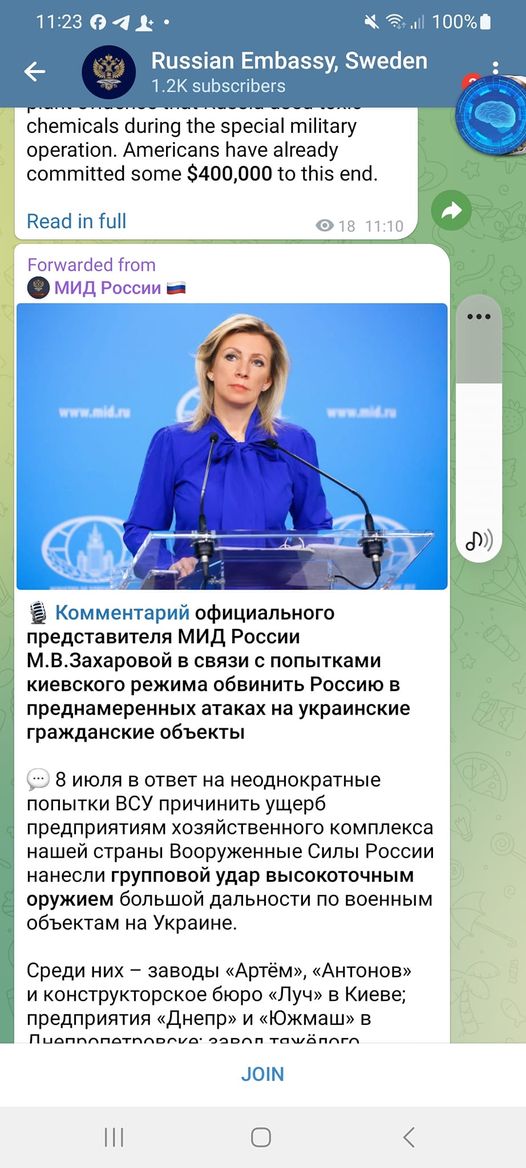 Zakharova & Ukrainsk Missilförsvarsanvändning