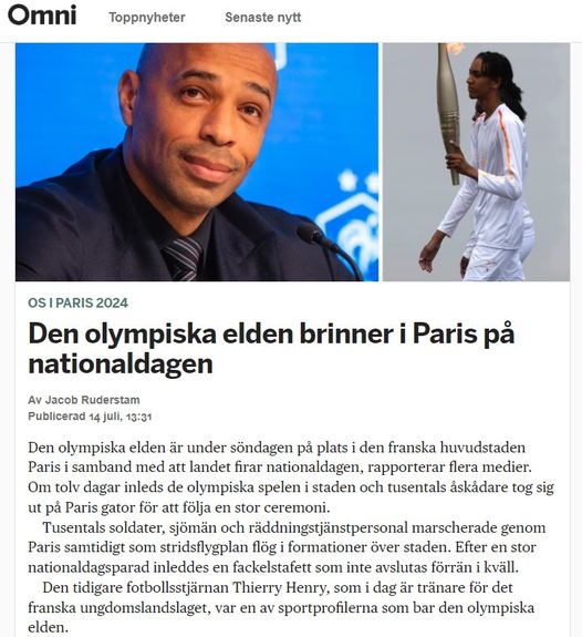 Olympisk Eld På Fransk Nationaldag
