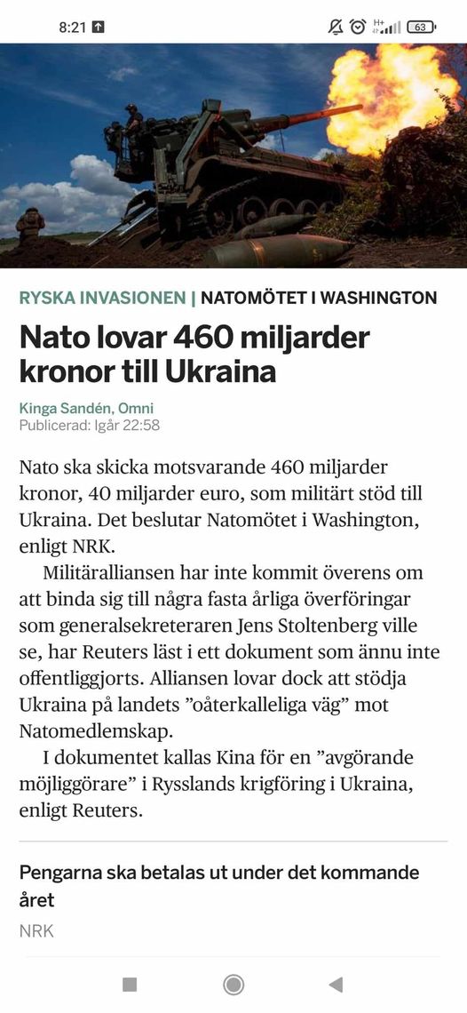 Natolöfte Om 40 Miljarder Euro Till Ukraina