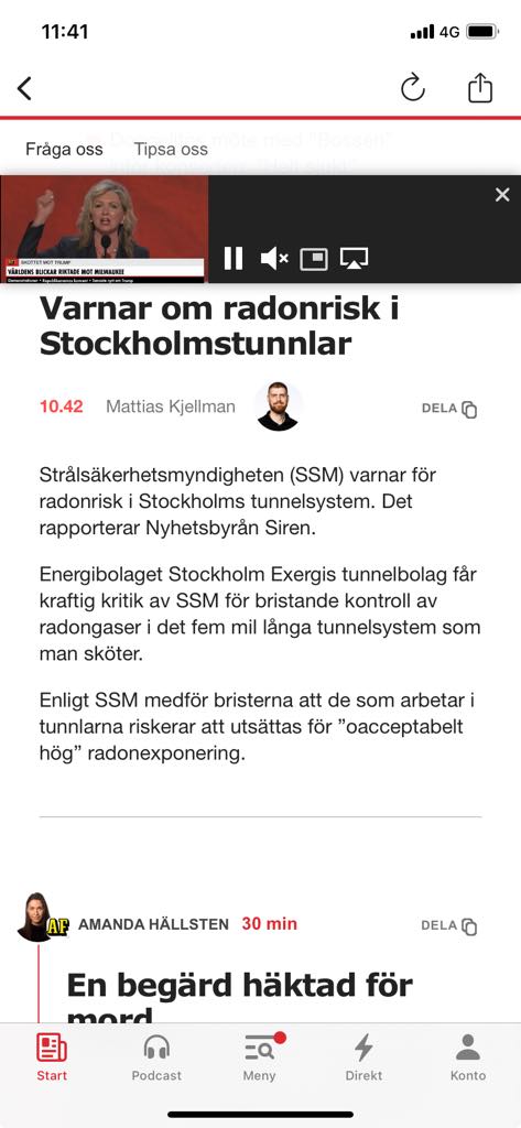 Radonrisk I Stockholmstunnlar