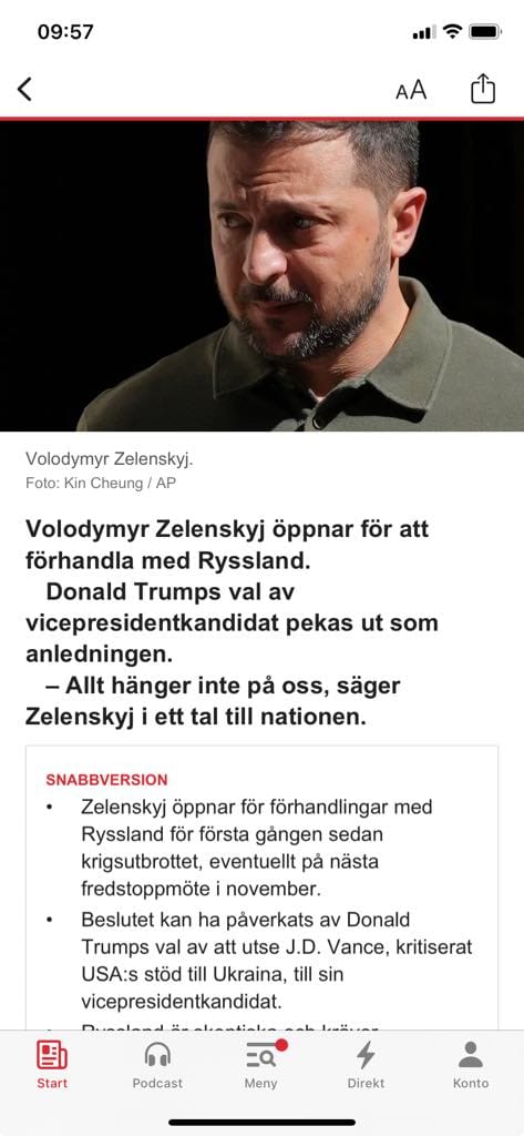 Fredsförhandlingsöppnande Zelensky