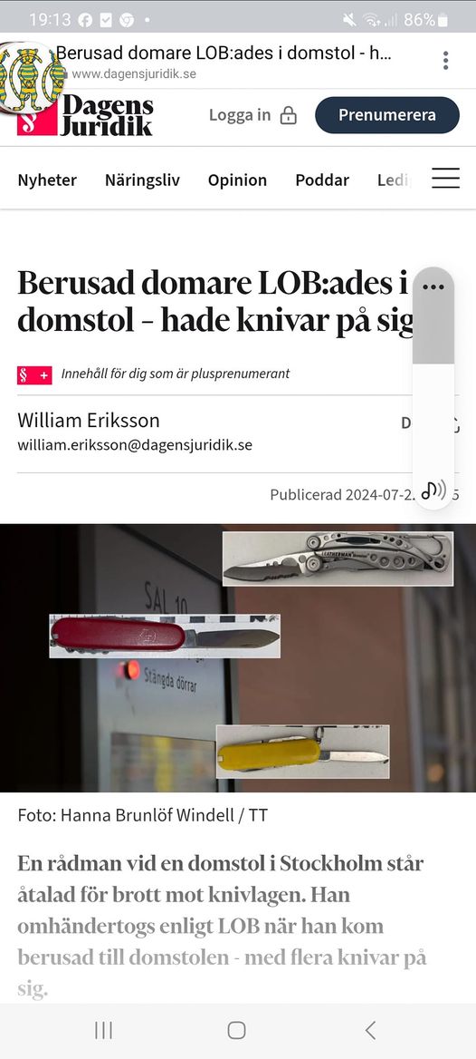 Berusad & Knivbeväpnad Rådman Omhändertagen