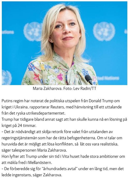 Zakharova Om Trump-Politik