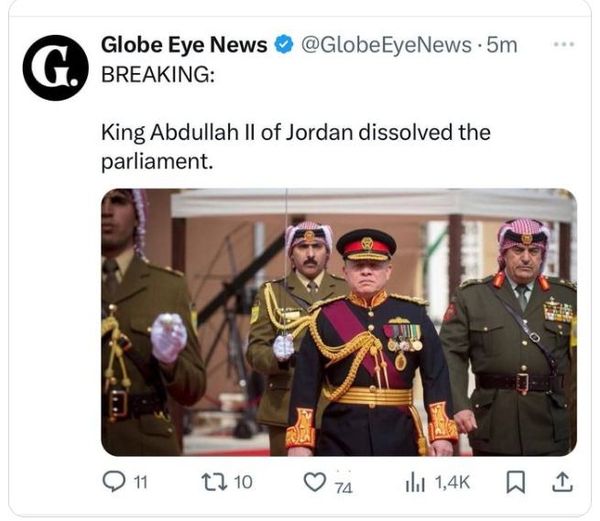 Jordaniens Parlament Upplöst