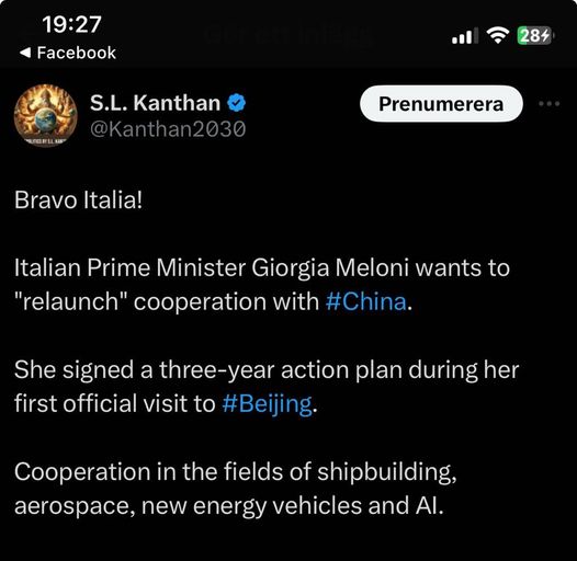 Meloni-Signerat Avtal Med Kina