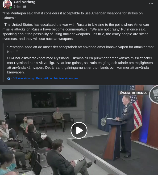 Krimattacker Med Amerikanska Vapen Acceptabla För Pentagon