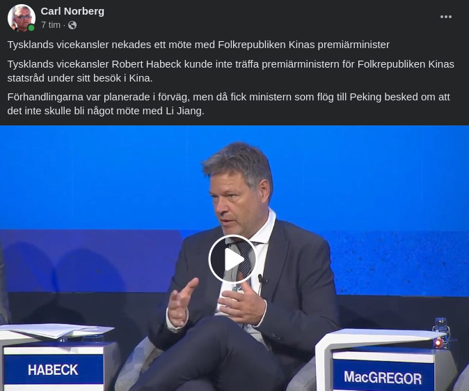 Inget Kinamöte För Tysklands Vicekansler