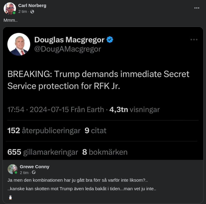 Trump Begär SS-Skydd För RFK Jr