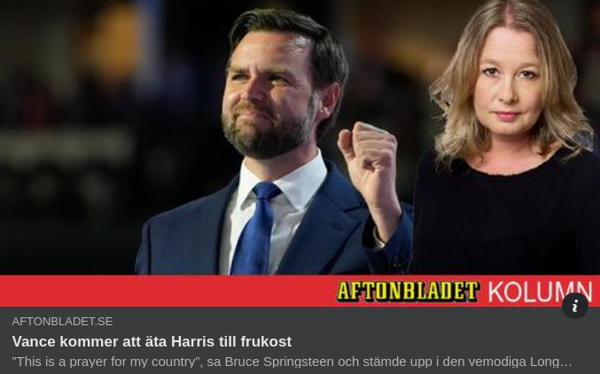Vance Äter Harris Till Frukost I Aftonslasket