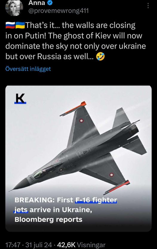 Prissatta F-16 I Ukraina