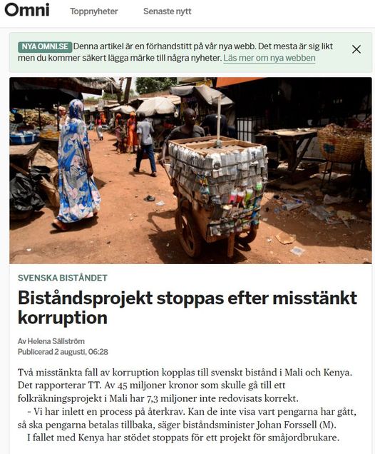 Korruptionsmisstankar Stoppar Biståndsprojekt