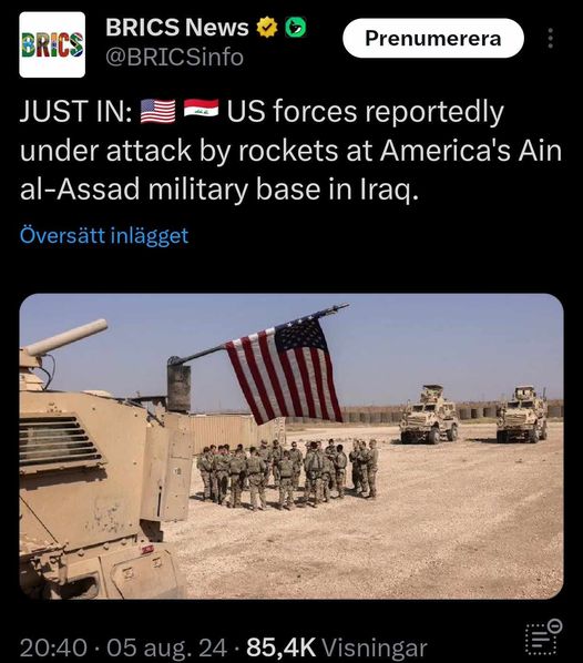 Amerikansk Irakbas Raketbeskjuten