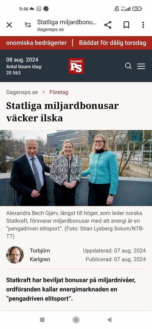 Ilskeframkallande Statliga Miljardbonusar