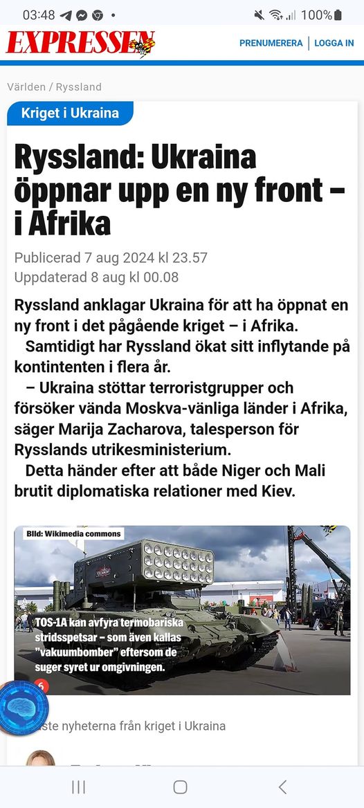Ukrainsk Frontöppning I Afrika Enligt Ryssland