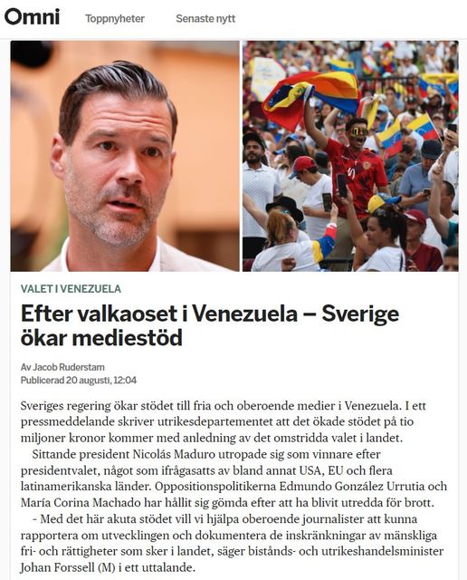 Ökat Svenskt Mediestöd Till Venezuela