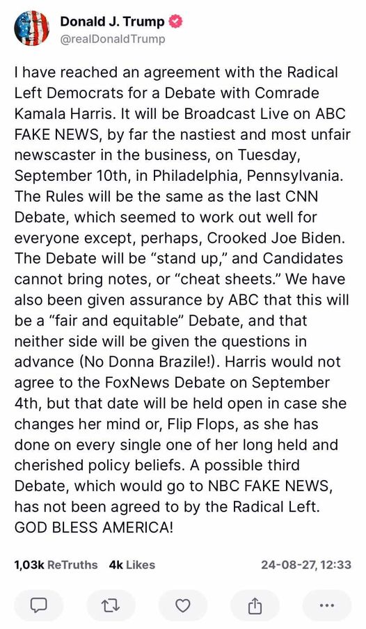 Live-Debatt Mellan Trump & Kamrat Kamel 10 September