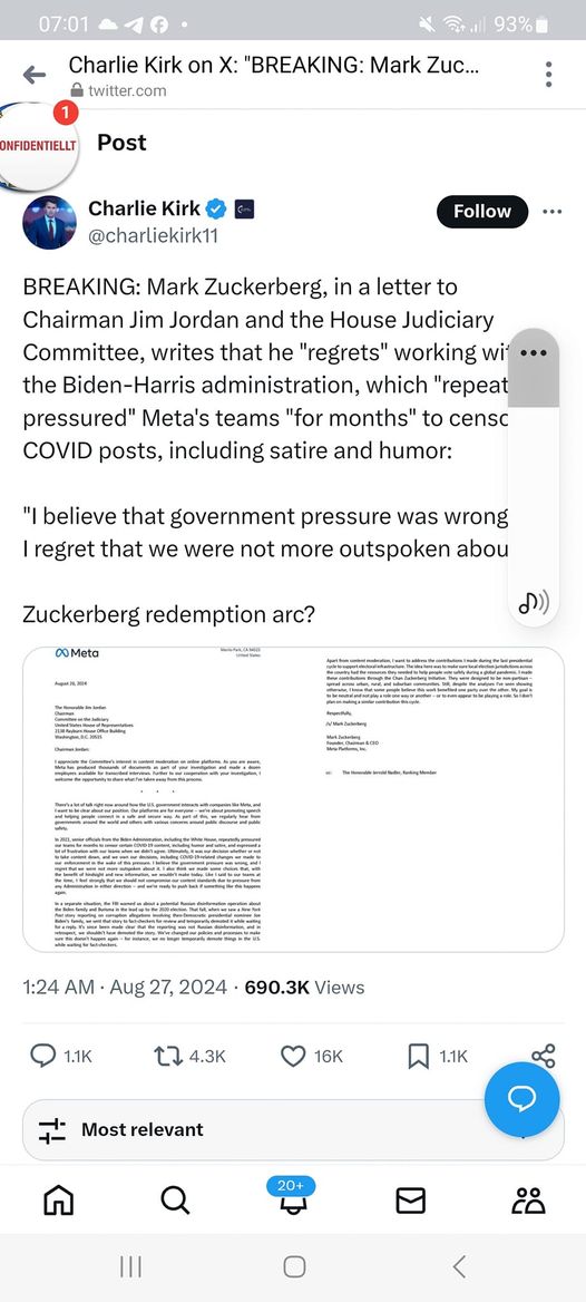 Zuckerberg Ångrar Statligt Censursamarbete