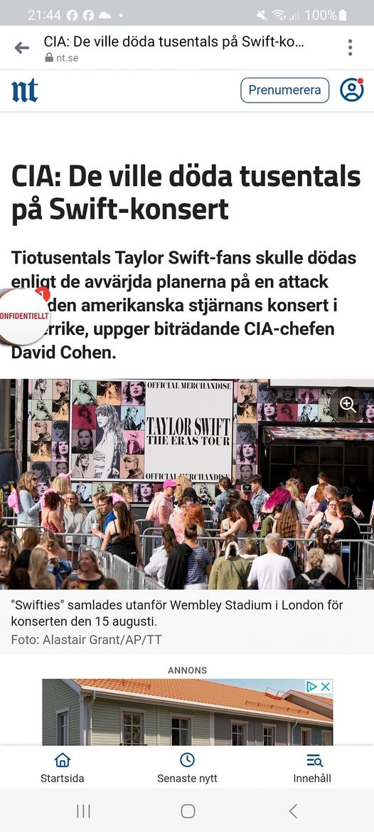 Terrorplaner Mot Swift-Konsert Enligt CIA