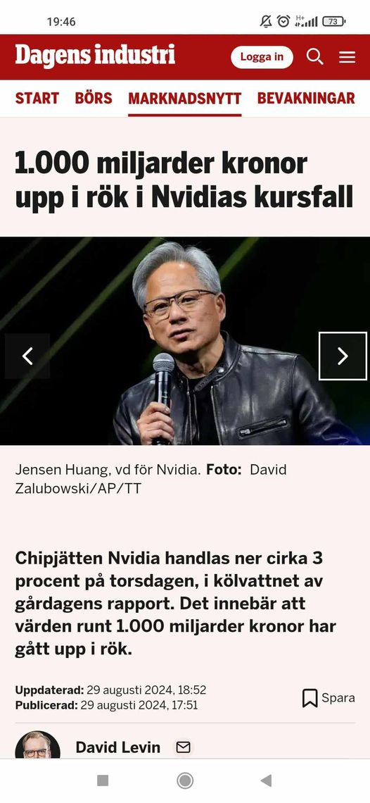 1000 Rökta Miljarder Med Nvidias Kursfall