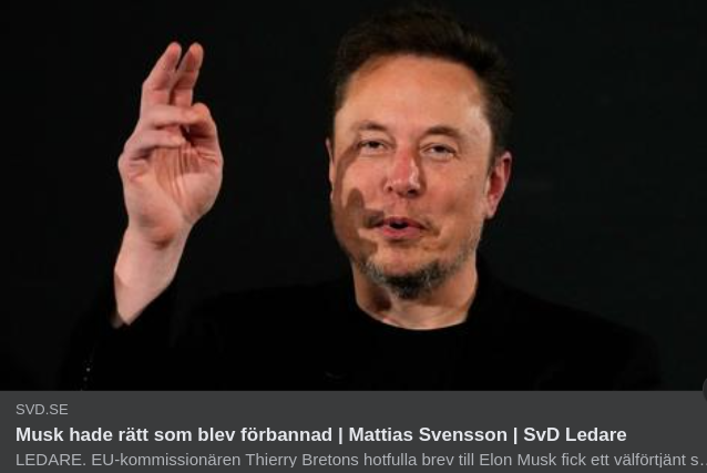 Rättmätigt Förbannad Musk I SvD