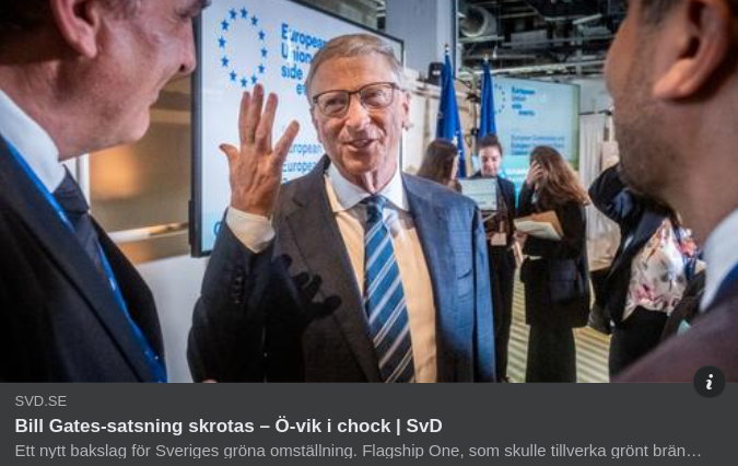 Bill Gates Miljöbränslesatsning I Ö-Vik Skrotas