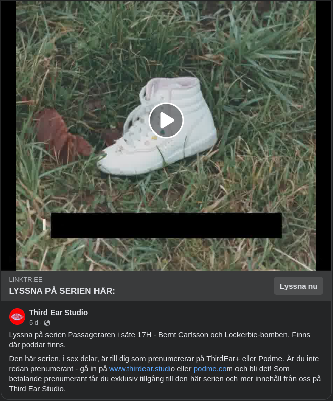 Poddlyssning Om Passageraren I Säte 17H - Bernt Carlsson & Lockerbie-Bomben