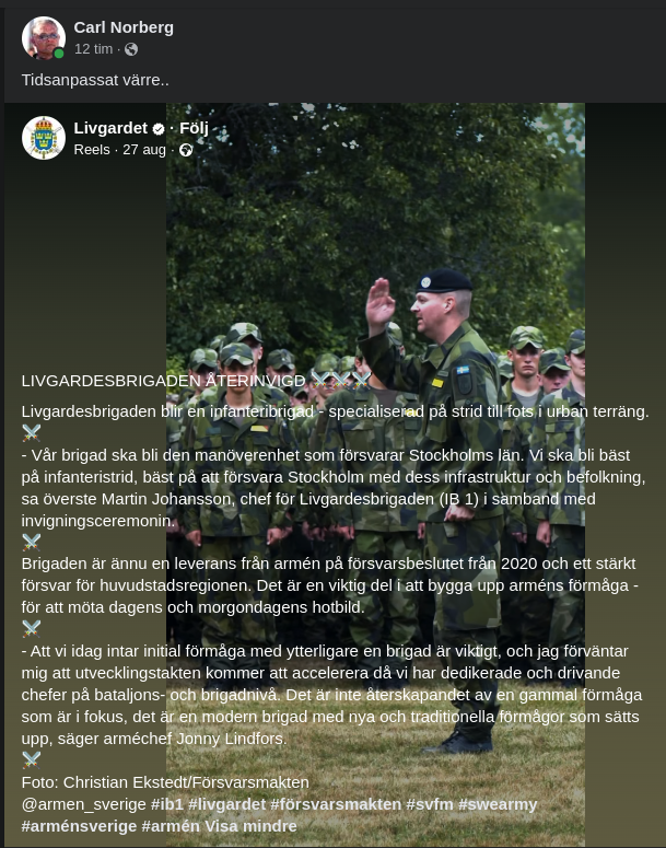 Återinvigd Livgardesbrigad