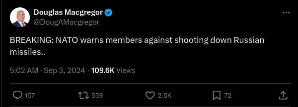 Nato-Varning Mot Att Skjuta Ner Ryska Missiler