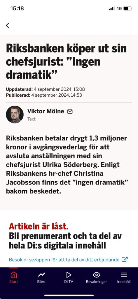 Riksbankens Chefsjurist Utköpt Utan Dramatik