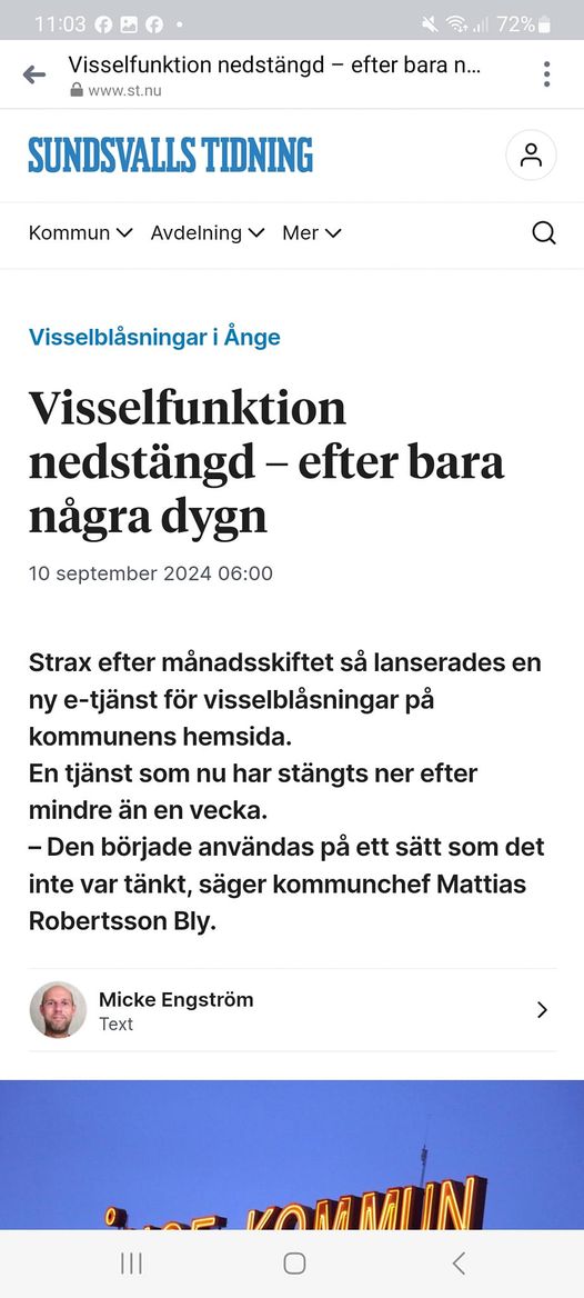 Snabbnedstängd Visselblåsarfunktion