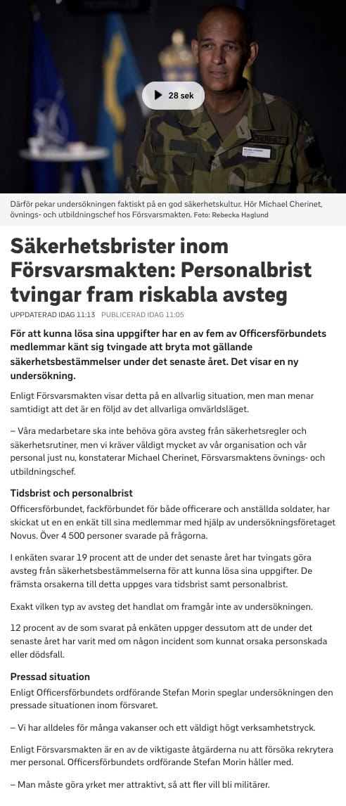 Militär Tidsbrist, Personalbrist & Säkerhetsbrister
