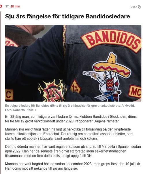 7 Års Fängelse För Tidigare Bandidos-President
