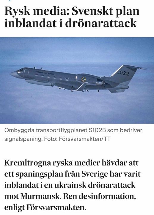 Svenskt Spaningsplan Med I Ukrainsk Drönarattack Enligt Kremltrogen Rysk Media