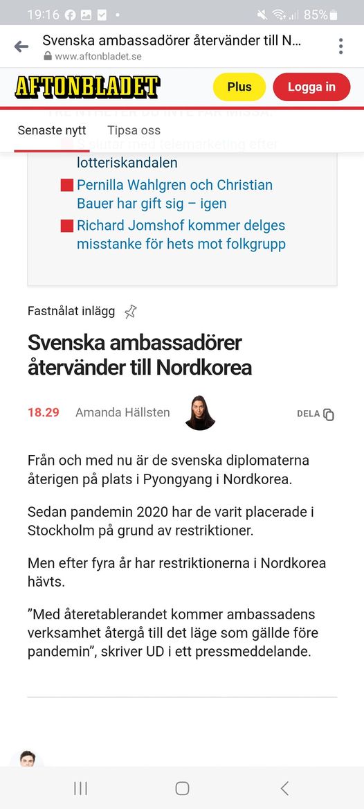Svenska Ambassadörer Återvänder Till Nordkorea