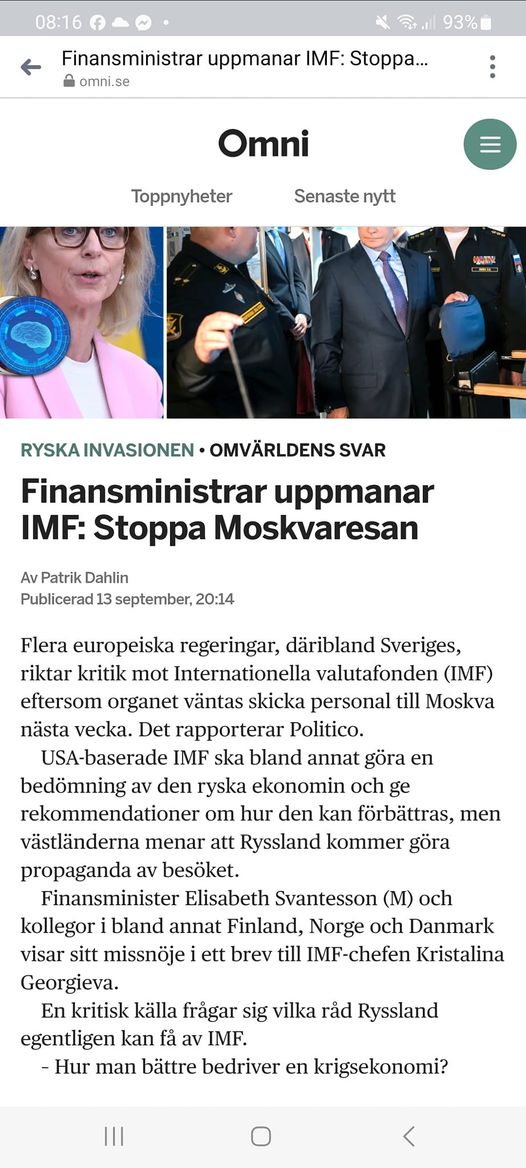 Finansministrar Vill Stoppa IMF-Resa Till Moskva