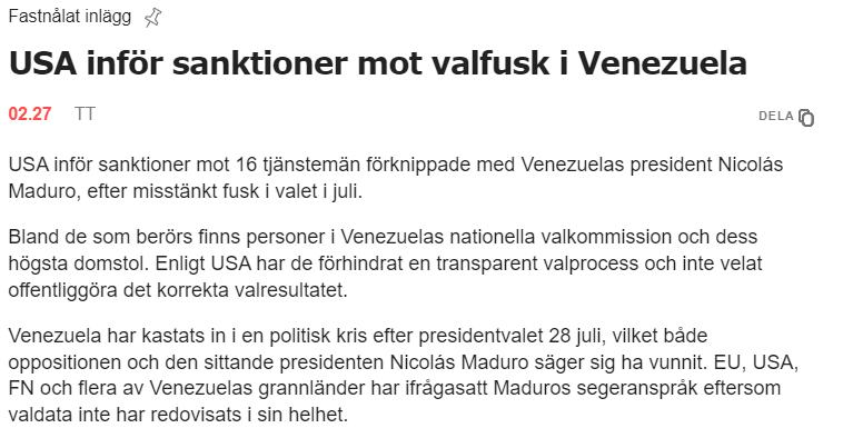 USA-Sanktioner Mot Venezuela För Misstänkt Valfusk