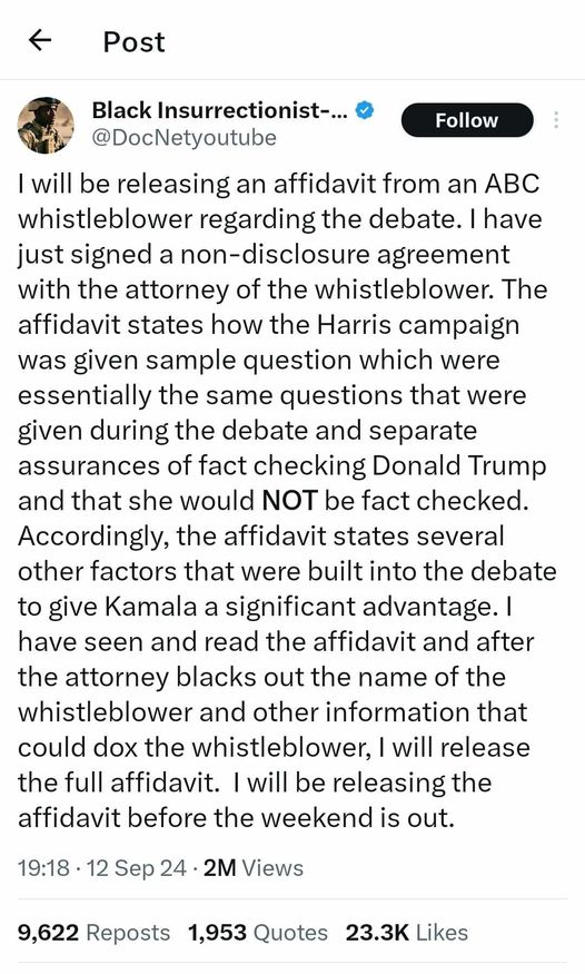 Edsvuret Vittnesmål Om Trump-Harris Debatten Utlovat Innan Helgens Slut