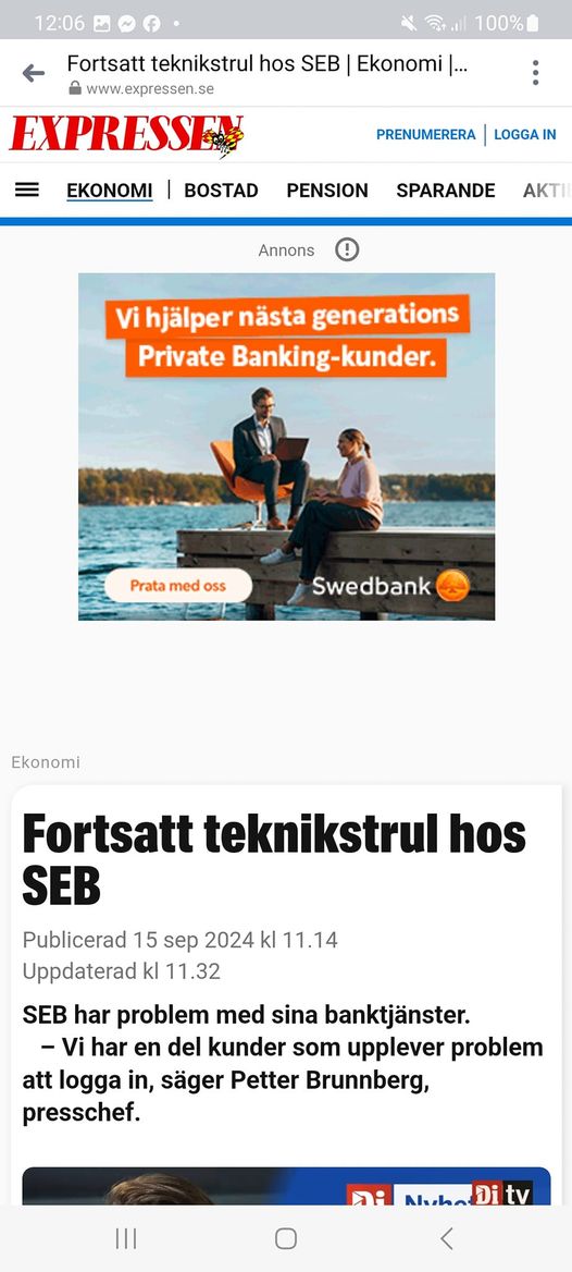 SEB Har Fortsatt Teknikstrul