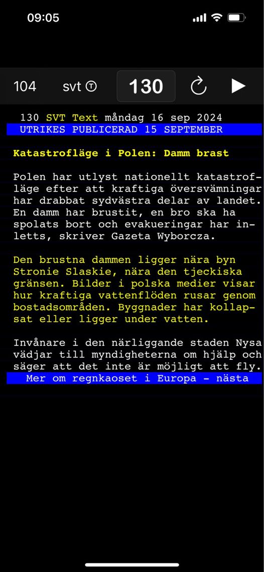 Polsk Katastrofläge Utlyst Efter Brusten Damm