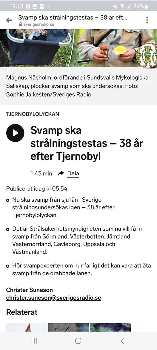 Svensk Svamp Ska Tjernobyl-Testas