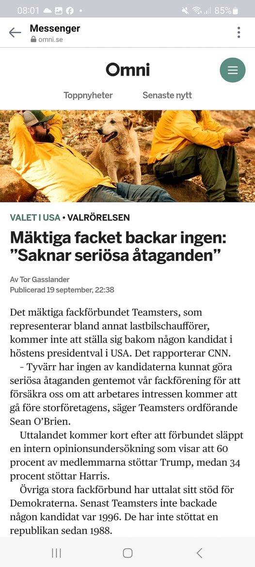 Teamster Inte Bakom Någon Presidentkandidat